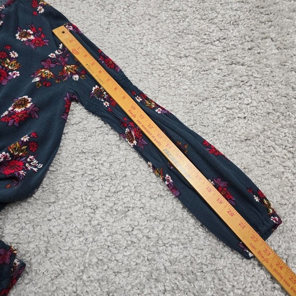 Free People Top Small Blue Flower Swing Tunic Keyhole Oversized Boho Beach Dress - Picture 12 of 14